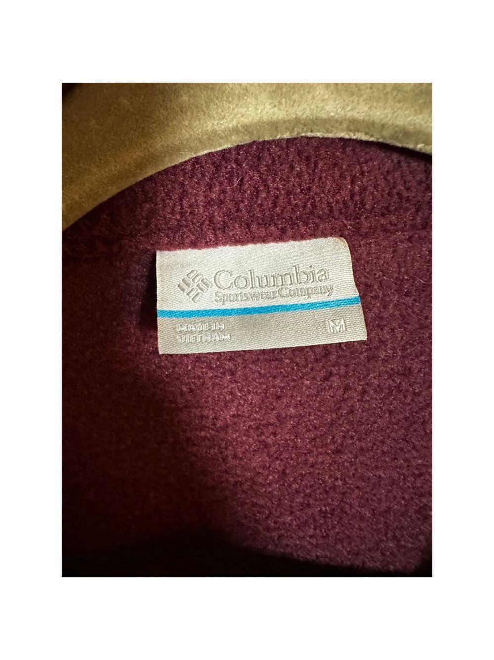 Columbia Maroon Full-Zip Fleece Jacket M - Picture 3 of 5